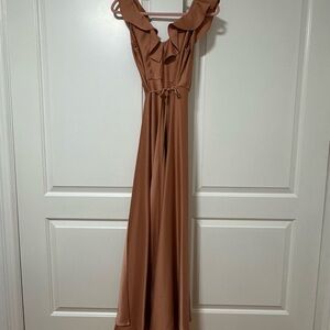 Taylor Brown Ruffled Wrap Maxi Dress
